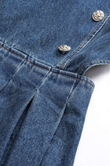 Denim Pleated Button Zipper Sleeveless Mini Dress