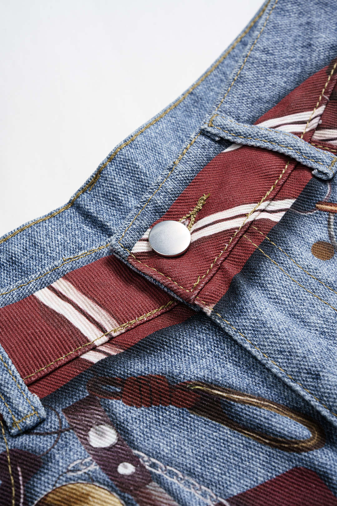 Denim Illusion Print High Waist Jeans