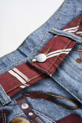 Denim Illusion Print High Waist Jeans