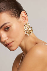 Alloy Wrinkled Irregular Leaf Earrings
