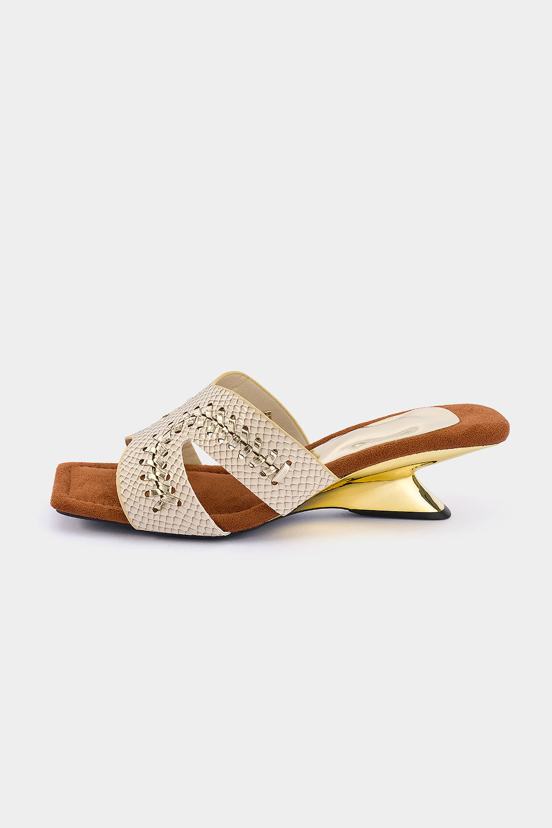 Crocodile Print Leather Square Sandals