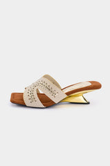Crocodile Print Leather Square Sandals
