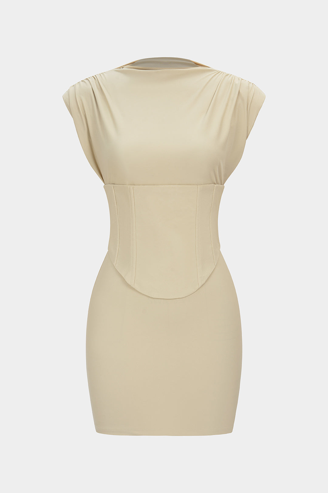 Belted Tie Back Shoulder Pads Sleeveless Mini Dress